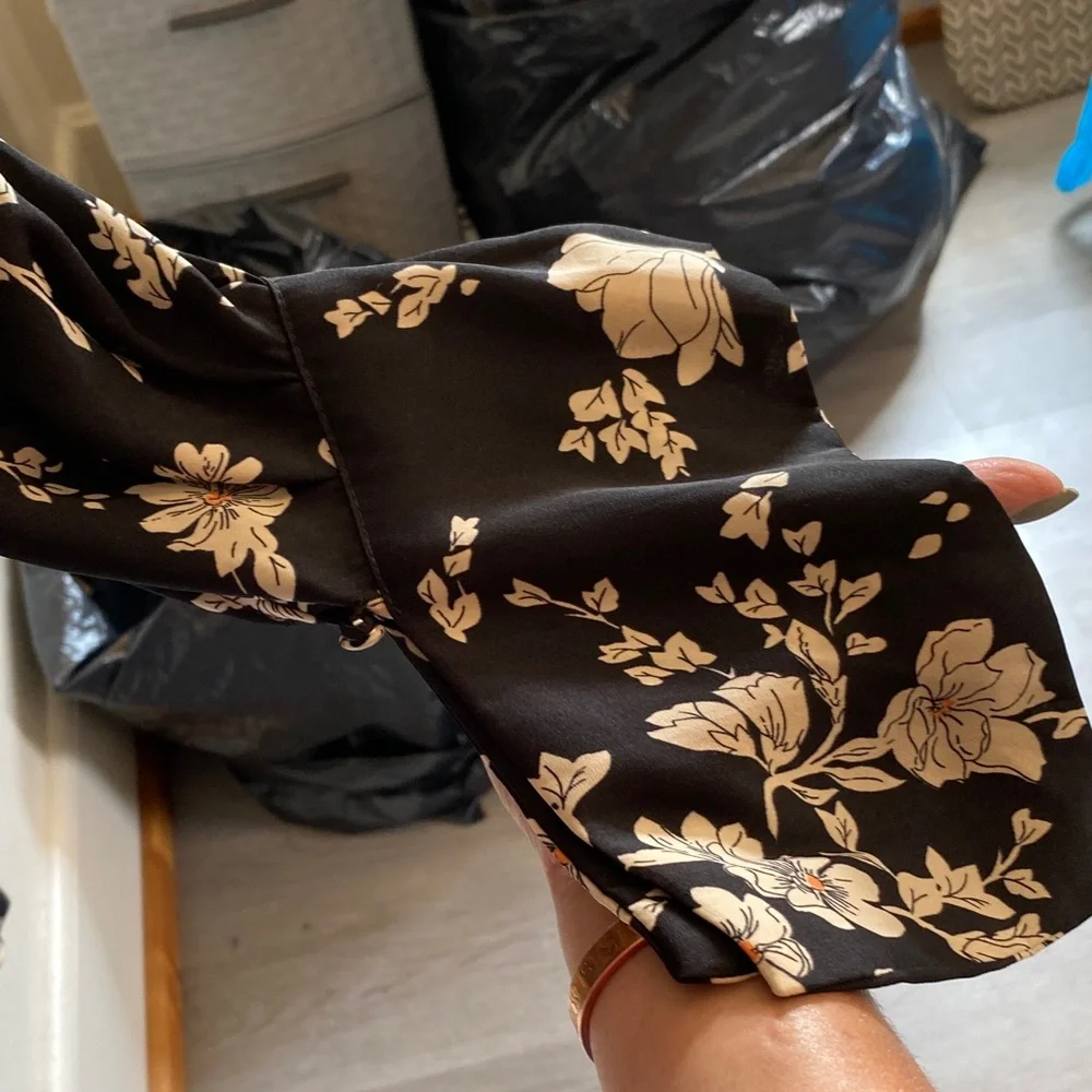 Free People Black and Cream Floral Backless Dress - Picture 9 of 14